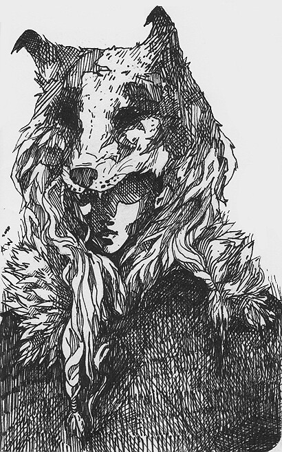 410x657 girl w wolf hat annabel willis - Wolf Hat Drawing