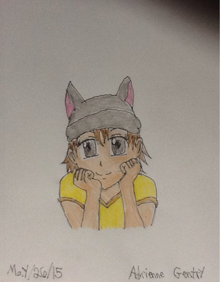 320x410 A Drawing I Did Of A Girl Wearing A Wolf Hat - Wolf Hat Drawing