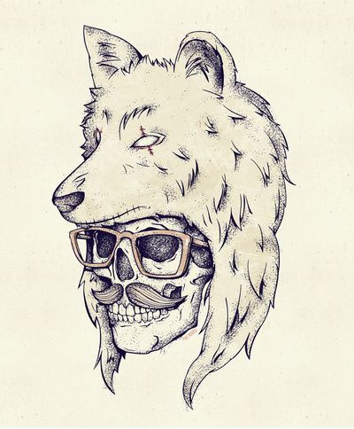 400x484 Wolf Hat Art Print - Wolf Hat Drawing