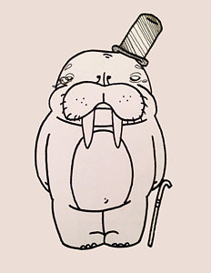 232x300 Wolf On Wall Rus Street Drawing - Wolf Hat Drawing