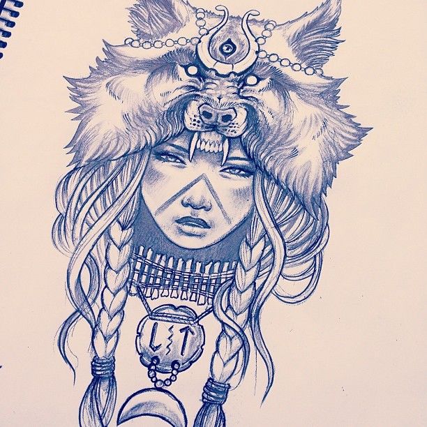 612x612 Wolf Headdress Tatuagens Tattoo, Instagram And Wolf - Wolf Hat Drawing