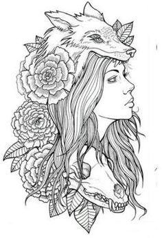 236x348 Wolf Hat Girl Tattoo - Wolf Hat Drawing