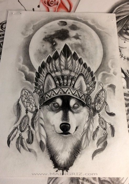 492x700 Clelia Maingriz - Wolf Hat Drawing