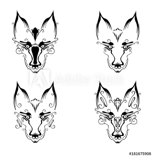 487x500 Line Art Portraits Of An Animals Decorative Wolf Head - Wolf Head Line Drawing