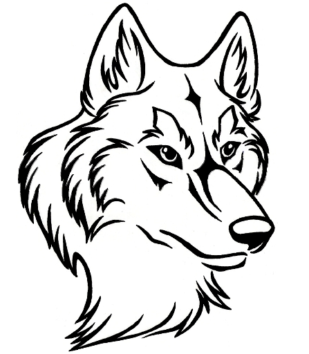 447x512 Line Art Wolf Head - Wolf Head Line Drawing