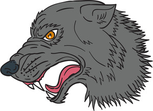 300x218 Wolf Howling Side View Royalty Free Vectors - Wolf Head Side View Drawing