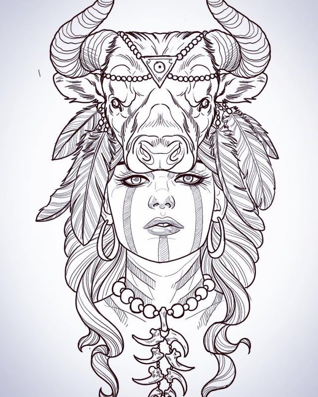 640x799 loving this drawing but i'd get a wolf headdress instead art - Wolf Headdress Drawing