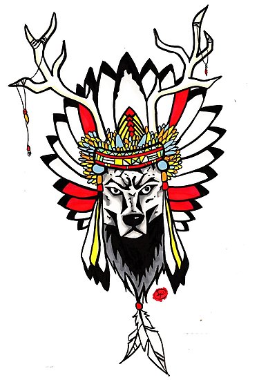 388x550 native indian wolf headdress photographic prints - Wolf Headdress Drawing
