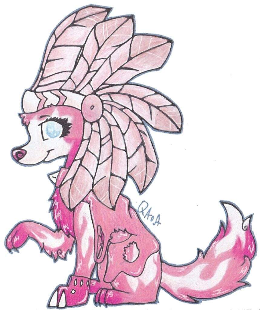 859x1024 pink wolf aj amino amino - Wolf Headdress Drawing