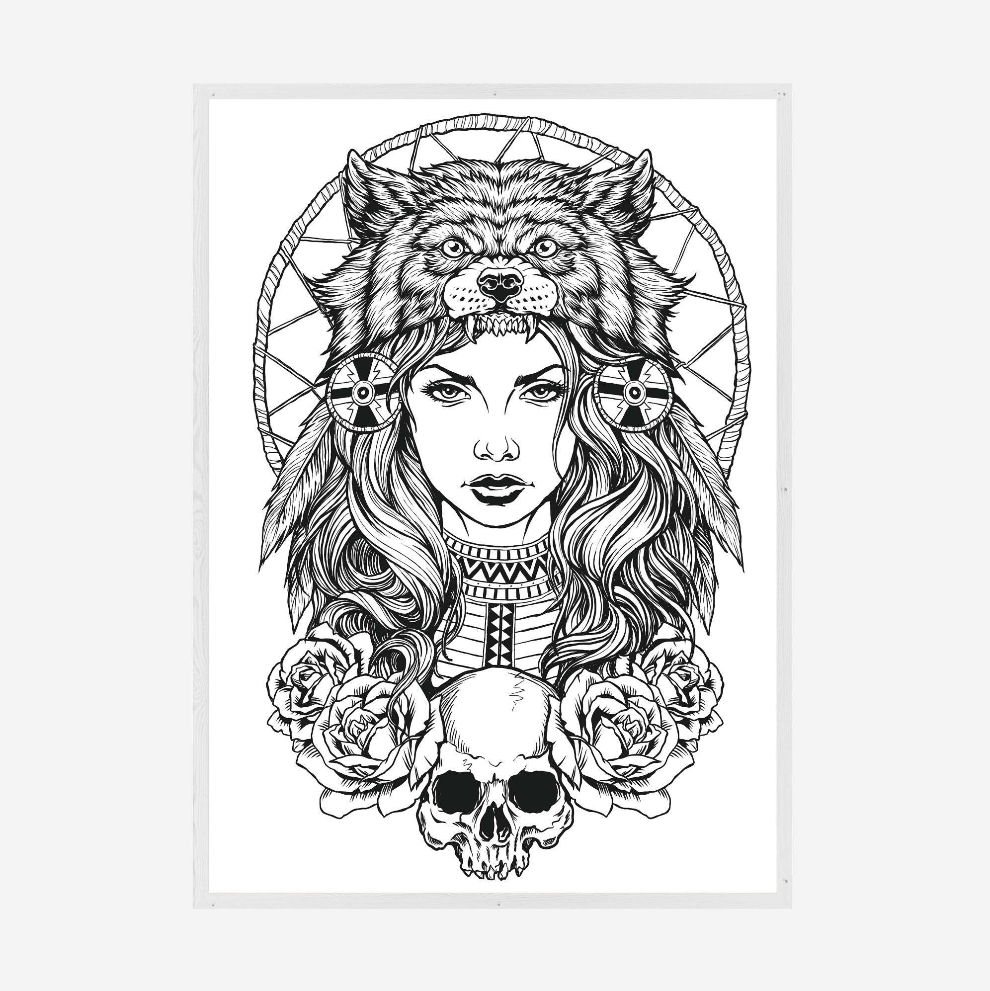 1992x1994 wolf headdress - Wolf Headdress Drawing