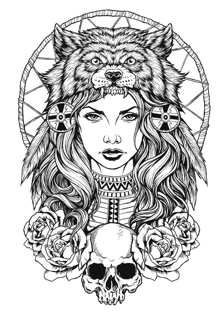 724x1024 wolf headdress hustle living - Wolf Headdress Drawing