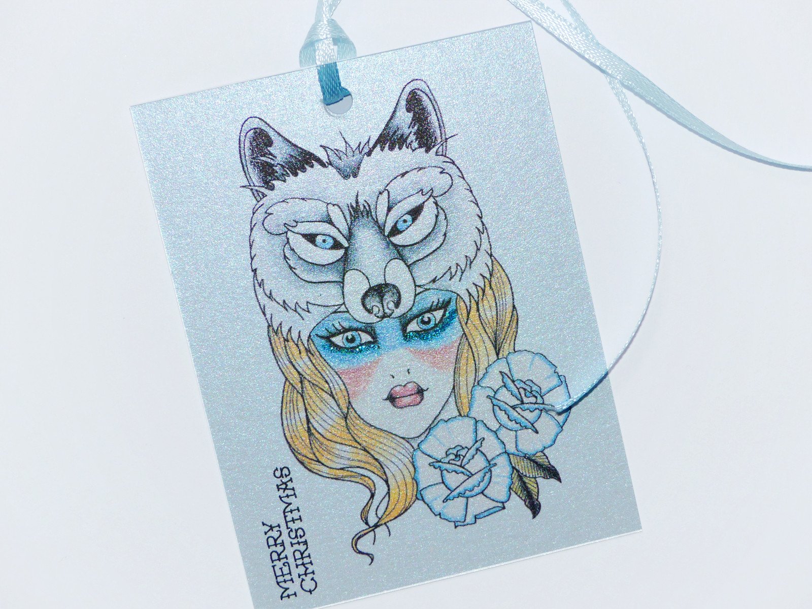 1600x1200 Handmade Christmas Gift Tag Wolf Goddess Of Winter Tattoo - Wolf Headdress Drawing
