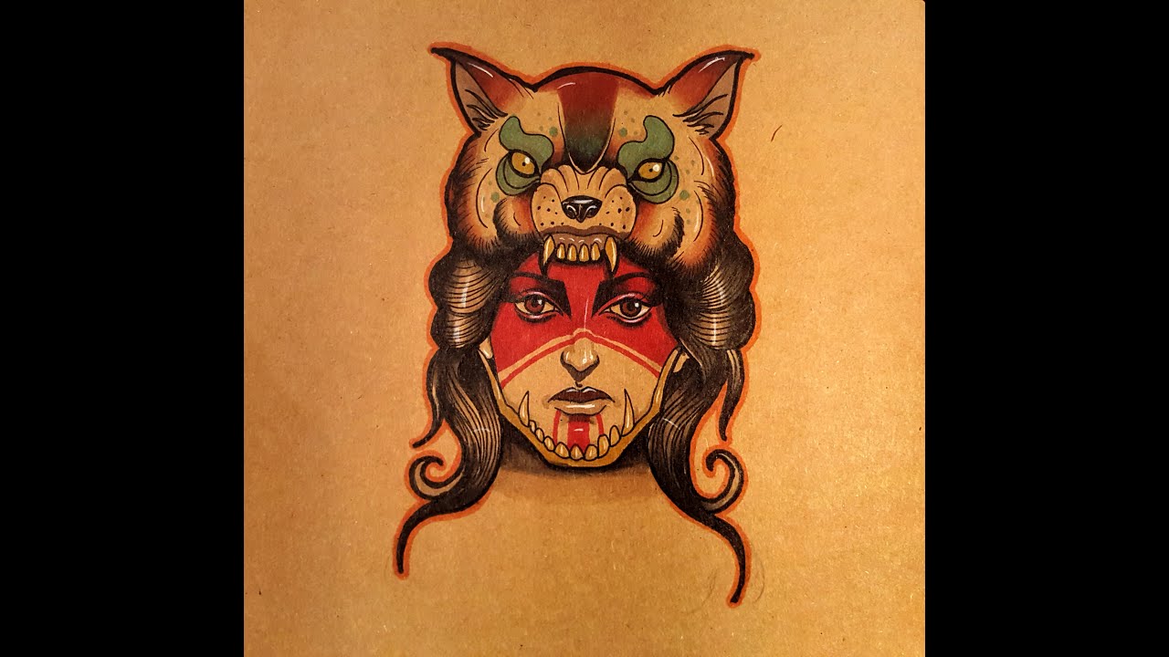 1280x720 how to draw a native american girl with a wolf headdress - Wolf Headdress Drawing
