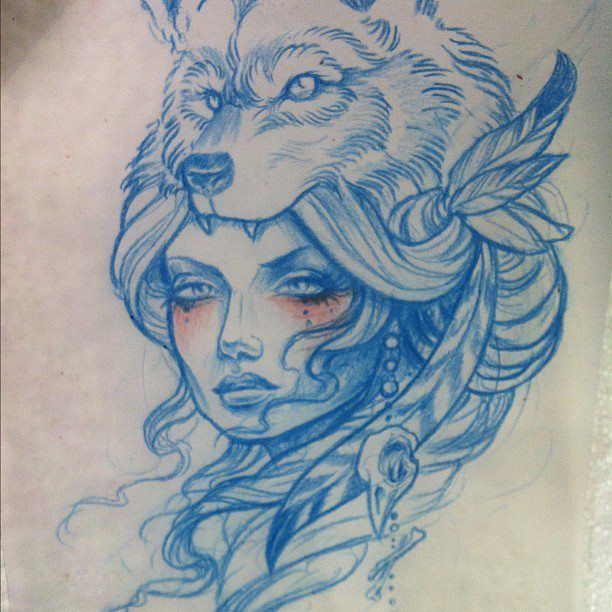 612x612 image result for wolf headdress drawing line tattoos tattoos - Wolf Headdress Drawing