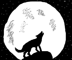 300x250 Silhouette Of Lone Wolf Howling - Wolf Howling At The Moon Drawing