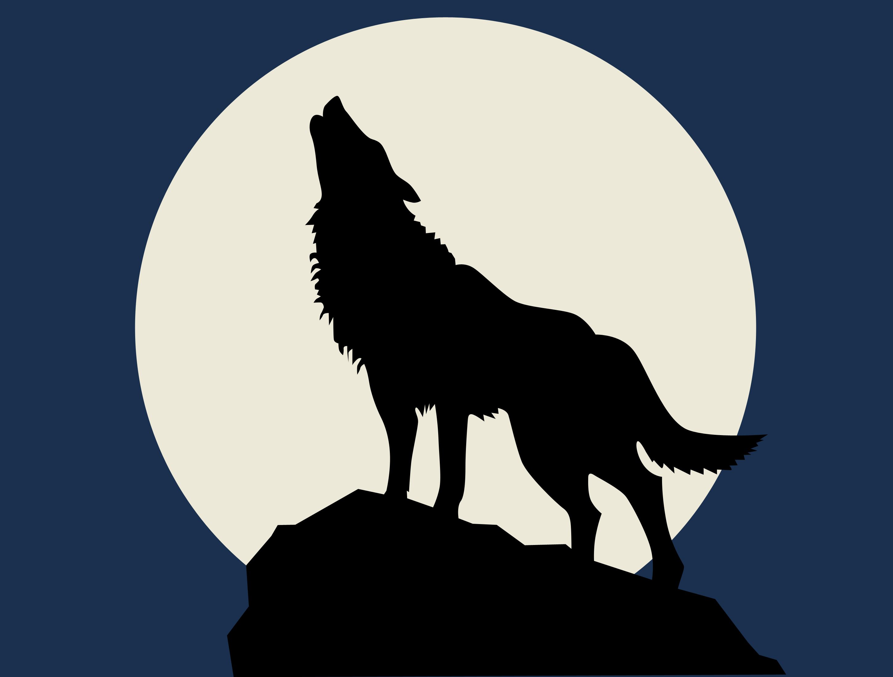 2900x2200 Wolf Howling - Wolf Howling At The Moon Drawing