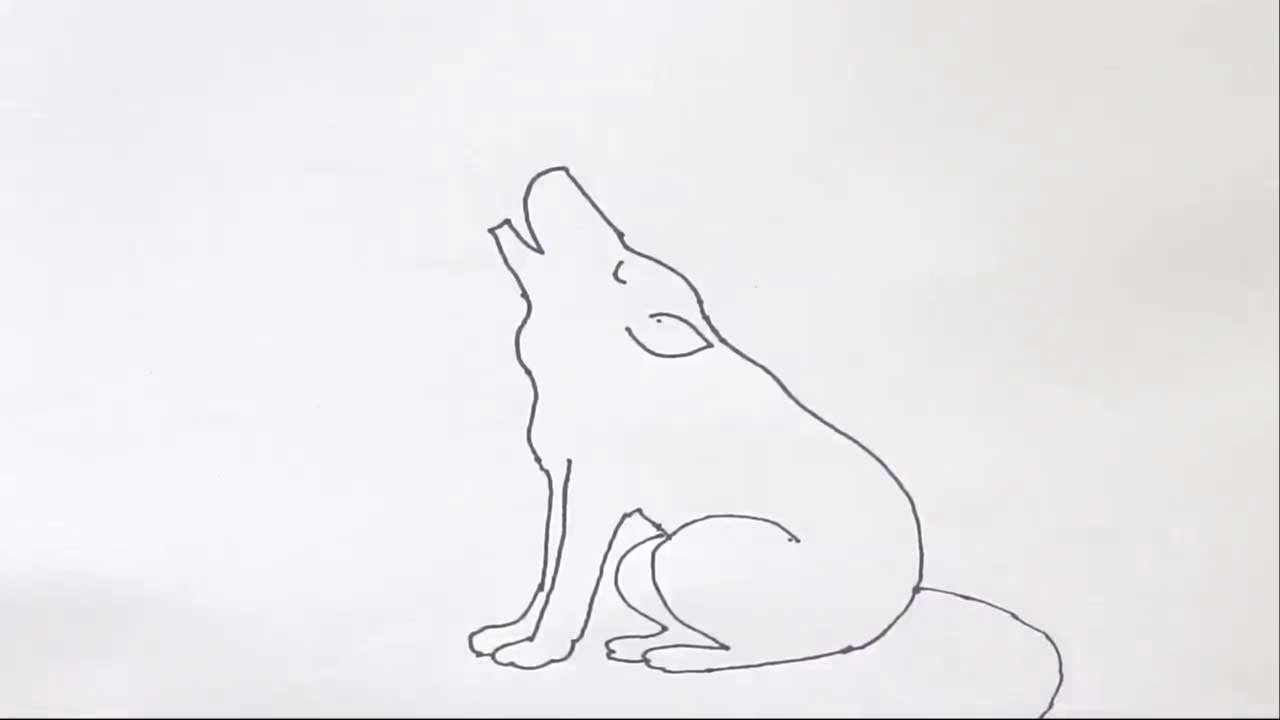 1280x720 How To Draw A Wolf Howling In Easy Steps For Children, Kids - Wolf Howling At The Moon Drawing Step By Step