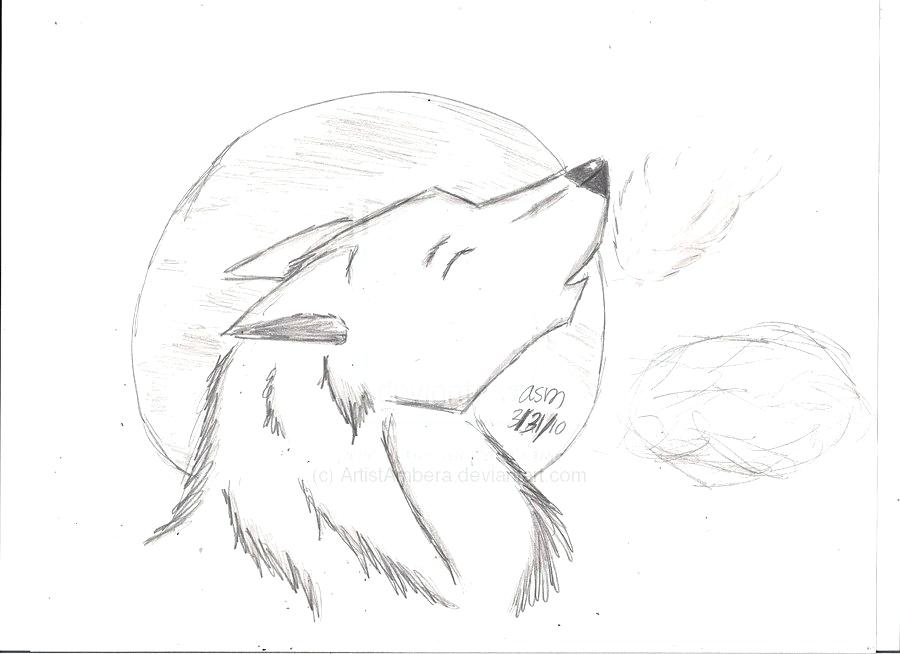 900x654 Howling Wolf And The Moon Coloring - Wolf Howling Moon Drawing