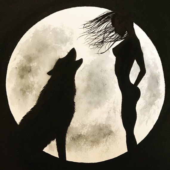 570x570 Wolf Silhouette Full Moon Great Free Clipart, Silhouette - Wolf Howling Moon Drawing
