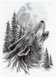190x261 Drawn Howling Wolf Moon - Wolf Howling Moon Drawing