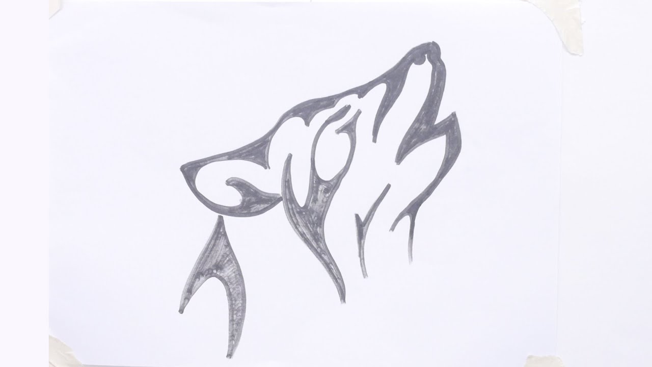 1280x720 How To Draw A Wolf Head Tribal Tattoo - Wolf Images Drawings