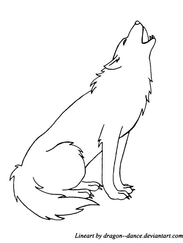 600x796 Free Howling Wolf Line Art - Wolf Line Drawing