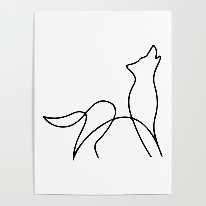 700x700 Picasso Wolf Art - Wolf Line Drawing