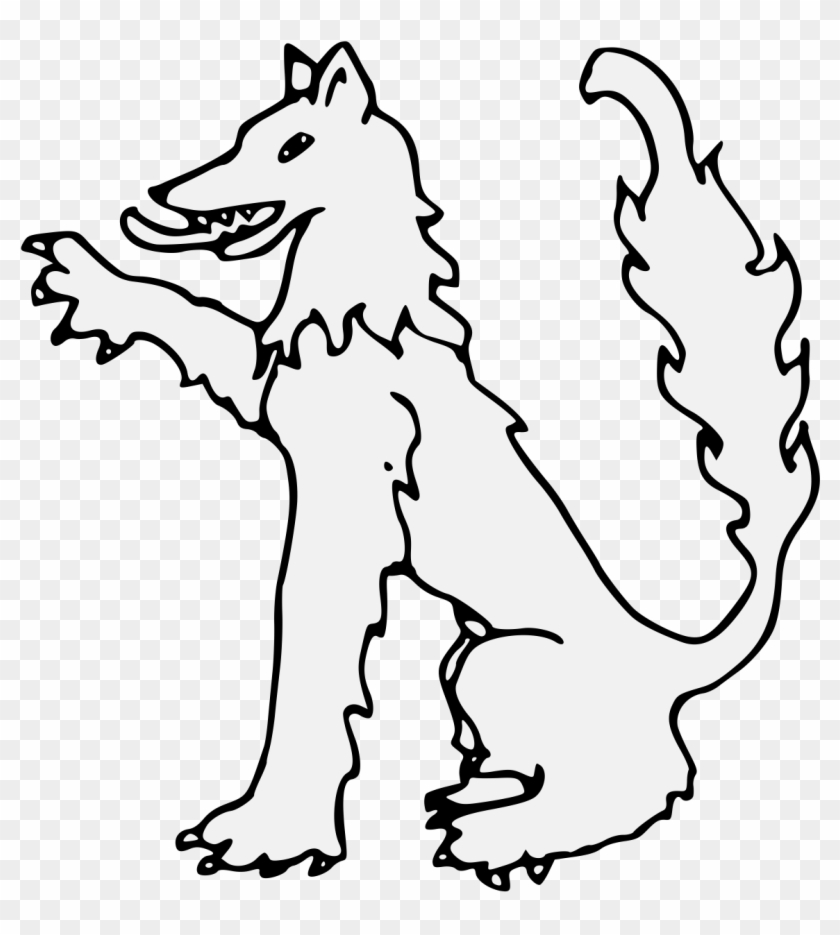 840x935 wolf sejant dexter paw raised - Wolf Line Drawing