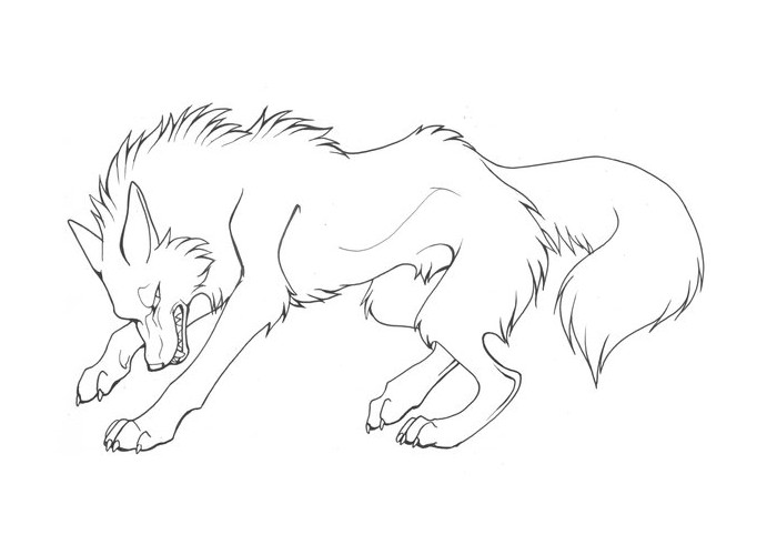 700x500 Wolf Template - Wolf Line Drawing