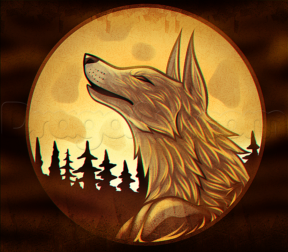 994x867 How To Draw A Wolf Moon, Step - Wolf Moon Drawing