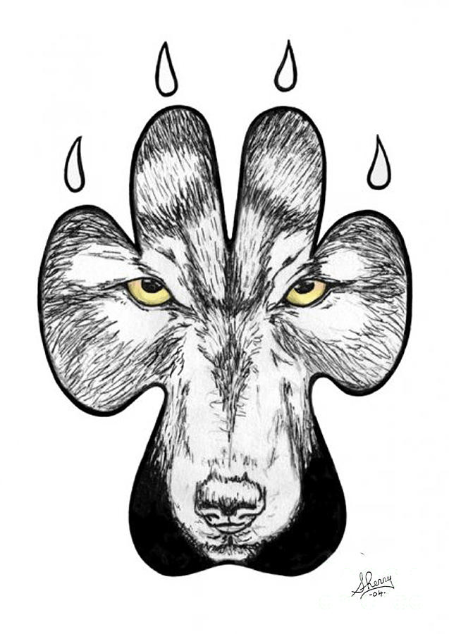 637x900 Wolf Paw Drawing - Wolf Paw Drawing