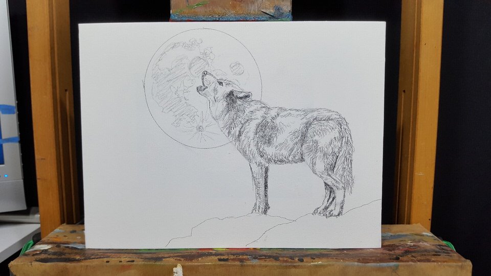 960x540 A Howling Wolf Drawing An Easy, Step - Wolf Pictures Drawing