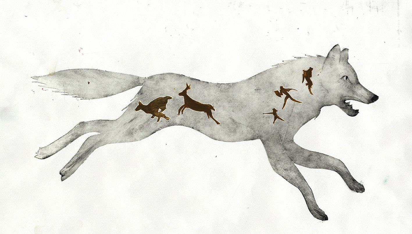 1417x805 Running With The Wolves - Wolf Running Drawing