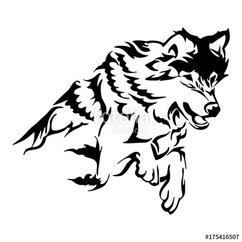 500x500 Wolf Running Drawing - Wolf Running Drawing