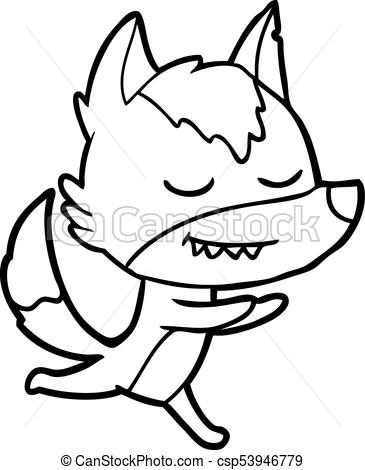 365x470 friendly cartoon wolf running vectors illustration - Wolf Running Drawing