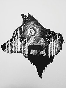 225x300 Wolf Silhouette Drawings Fine Art America - Wolf Silhouette Drawing