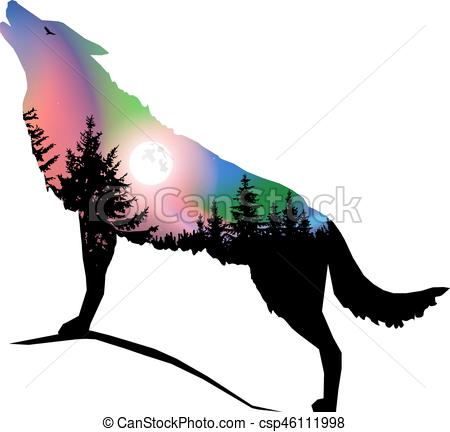 450x432 Collection Of 'howling Wolf Silhouette' Download More Than - Wolf Silhouette Drawing