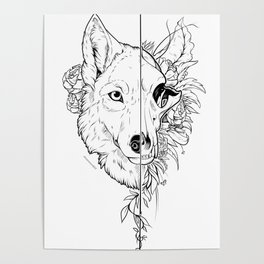 264x264 Wolf Skull Posters - Wolf Skull Drawing