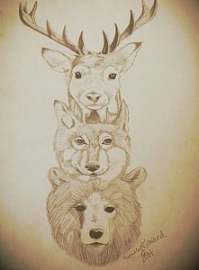 221x300 Totem Of Life Rusrtic Hue Drawing - Wolf Totem Drawing
