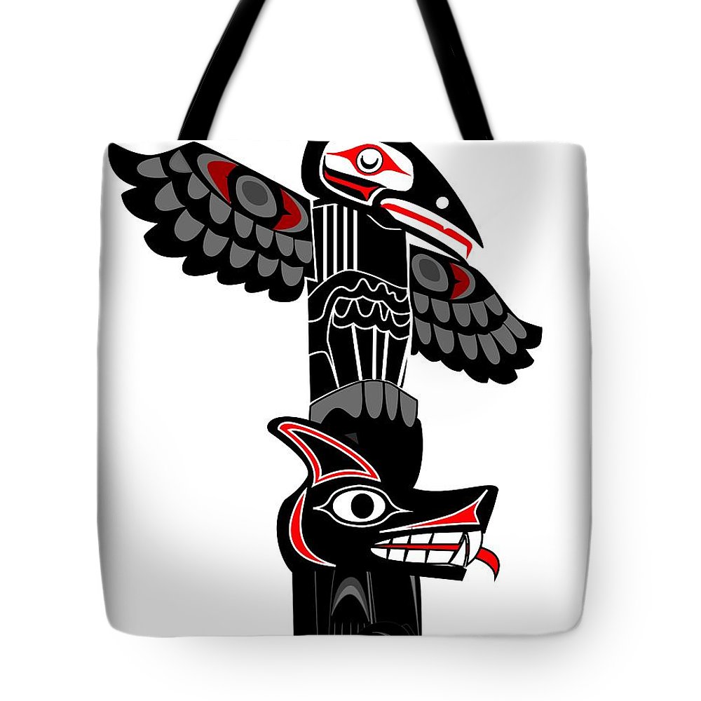 1000x1000 Raven Wolf Totem Pole Tote Bag For Sale - Wolf Totem Pole Drawing