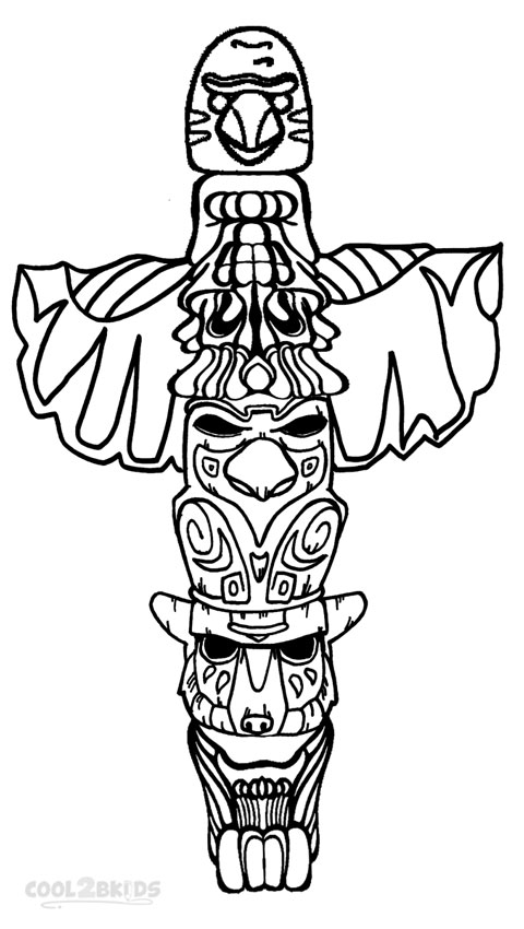 480x850 Ribbon Drawing - Wolf Totem Pole Drawing