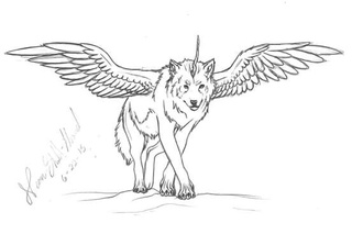 320x213 Gallery Drawings Of Wolves With Wings - Wolf With Wings Drawing
