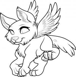 299x302 How To Draw A Flying Wolf, Flying Wolf, Step - Wolf With Wings Drawing