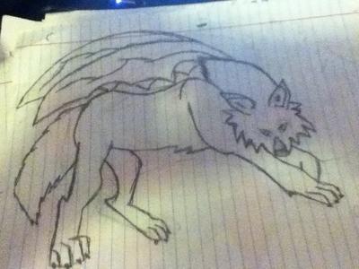 400x300 Wolf Drawing With Wings - Wolf With Wings Drawing