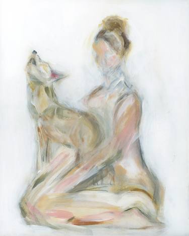 375x469 Wise Woman And Her Wolf Painting - Wolf Woman Drawing