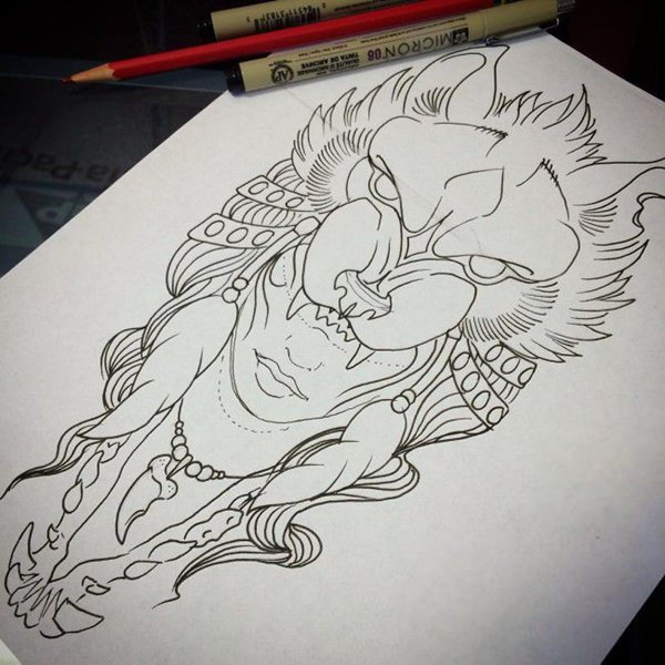 600x600 Meaningful Wolf Tattoo Designs - Wolf Woman Drawing