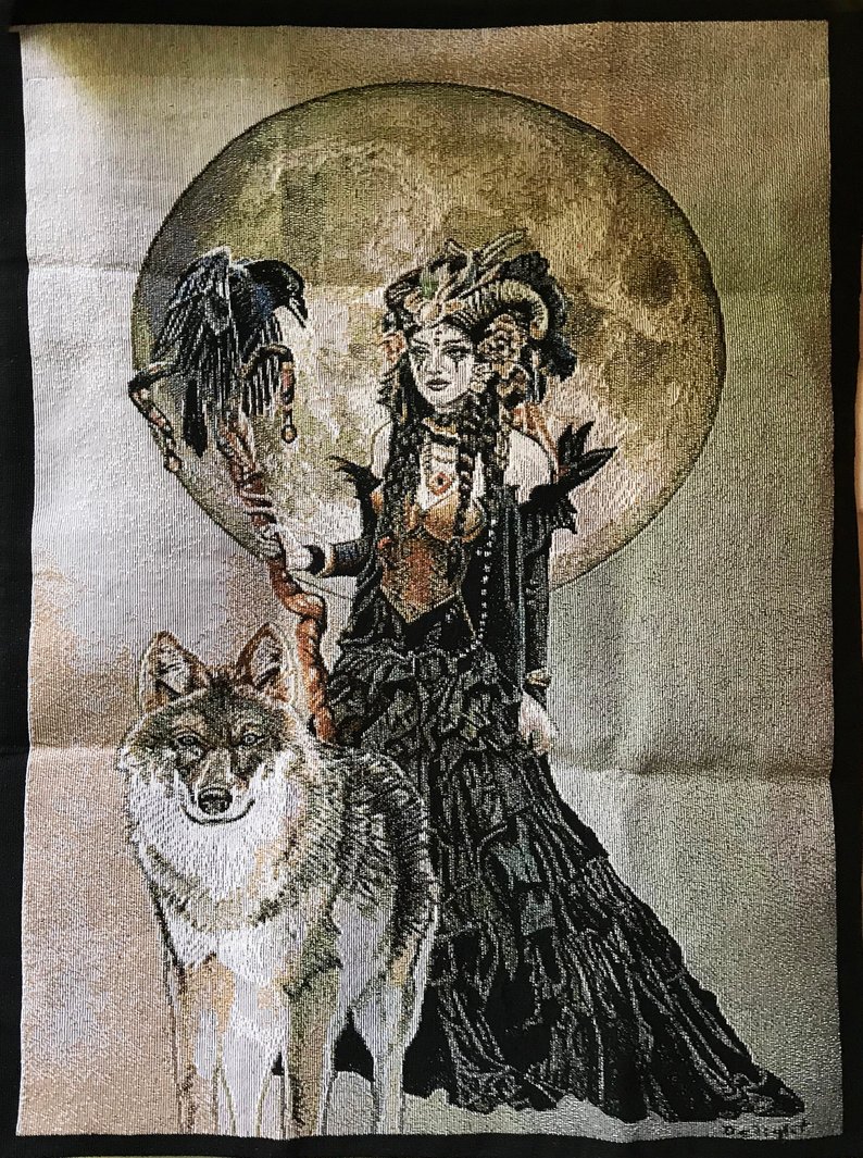 794x1065 wise woman tapestry pagan wise woman pagan wolf and etsy - Wolf Woman Drawing