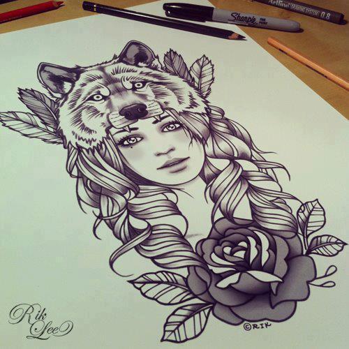 500x500 Wolf Woman Drawing - Wolf Woman Drawing