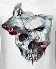 190x234 Skull Wolf Woman Men's T Shirt Spreadshirt - Wolf Woman Drawing