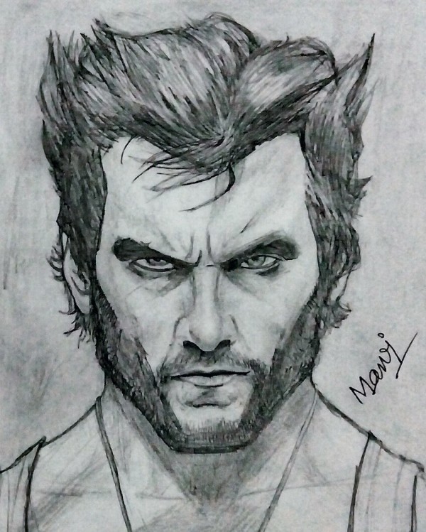 600x749 Pencil Sketch Of Hugh Jackman As Wolverine - Wolverine Pencil Drawing